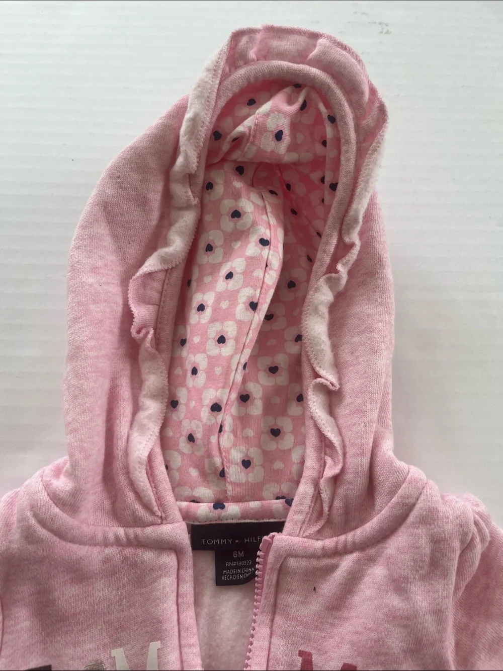 Tommy Hilfiger Pink Hooded Peplum Zip Sweatshirt